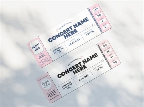 Concert Ticket Canva Template Printable Event Ticket Invitation Custom ...