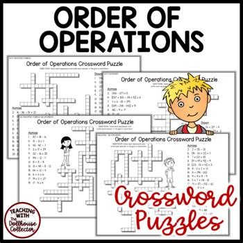 Order Of Operations Math Crossword Puzzles For Th And Th Grades