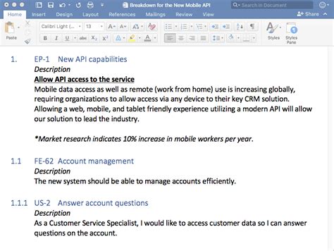 Agile Requirements Document Template | TUTORE.ORG - Master of Documents