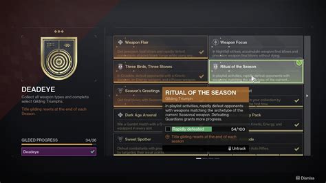 Ritual Of The Season Gilded Deadeye Triumph Destiny 2 Season 18