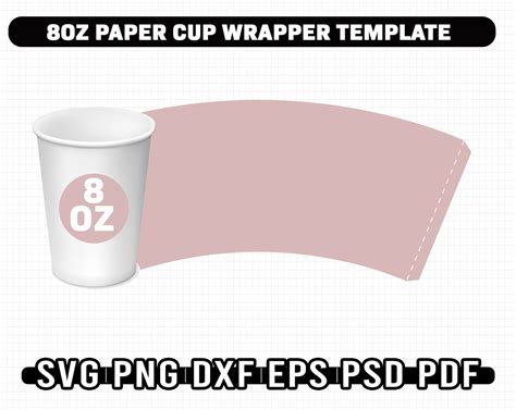 Paper Cup Wrapper Template Bundle 5 Sizes Paper Cup Wrapper Etsy