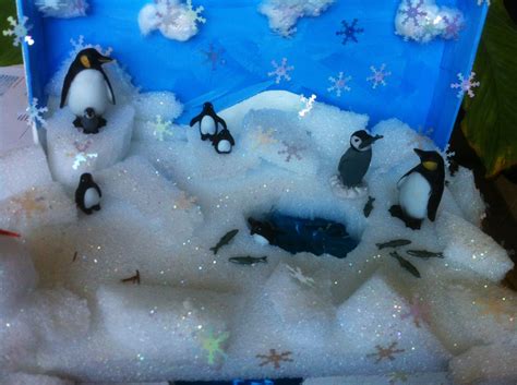 Penguins Habitat 3d Classroom Shoe Box Project Diorama Kids Penguins