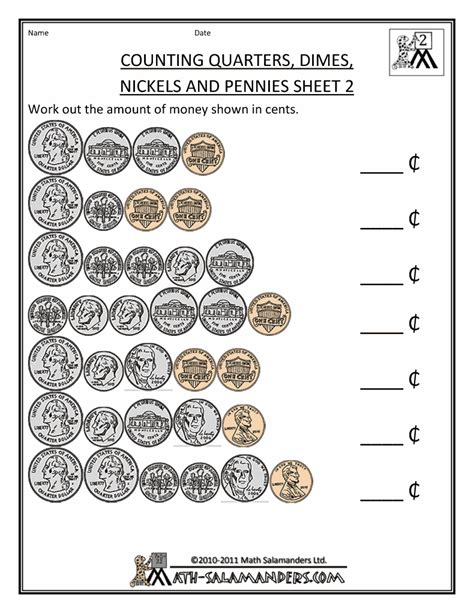 Math Salamanders Money Worksheet