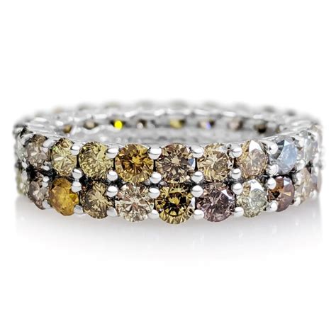 Double Eternity Fancy Diamonds Band Kt Wei Gold Catawiki