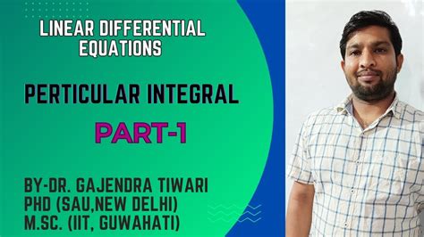 Particular Integral For Differential Equation Part 1 Engineering