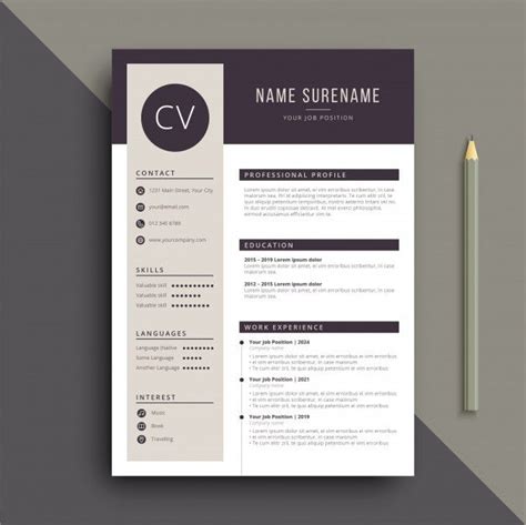 Resume Template Vector At Collection Of Resume