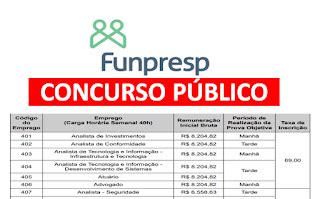 Funpresp abre concurso vagas imediatas e salários de R 6 558 63 a