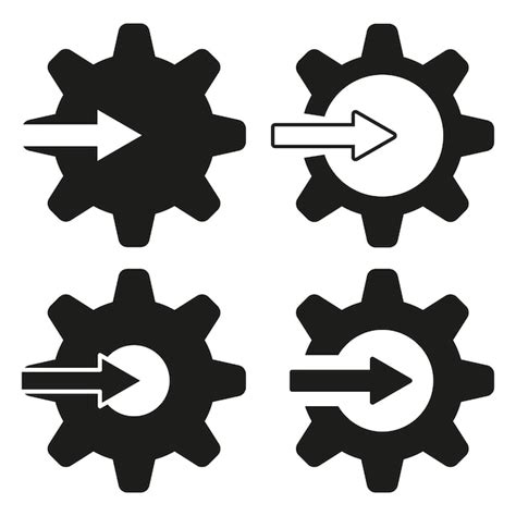 Conjunto de iconos de engranajes con flechas direccionales Símbolos de