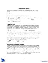 Organometallic Chemistry Organic Chemistry Lecture Notes Study