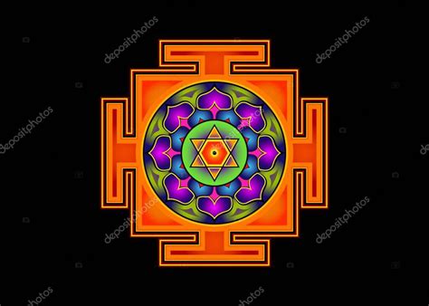 Bagalamukhi Yantra Mandala Colorido Diagrama Tibetano Sagrado La