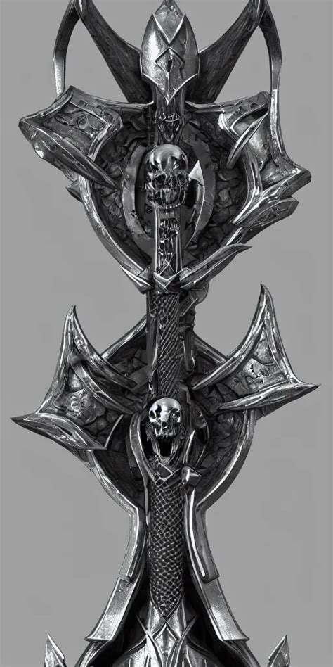 A Black And Silver Sword Skull Crest Ornament Stable Diffusion