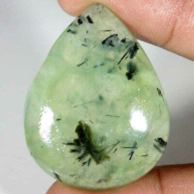 100 NATURAL PREHNITE CABOCHON PEAR SHAPE BRILLIANT NATURAL LOOSE