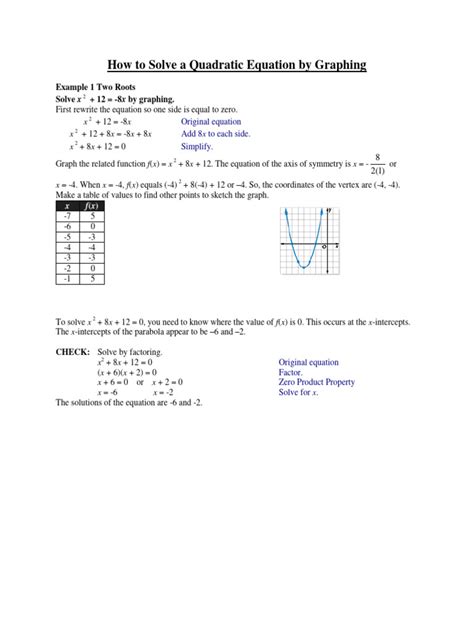 How To Solve A Quadratic Equation by Graphing | PDF | Quadratic ...