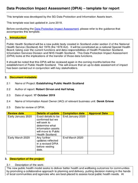 Fillable Online Data Protection Impact Assessment DPIA Template For