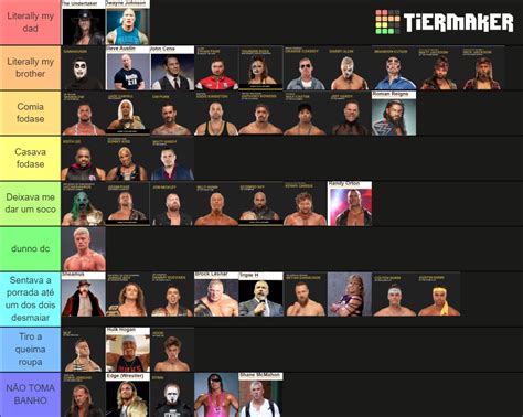 Wrestlers que não gosto não vejo e não tomam banho Tier List