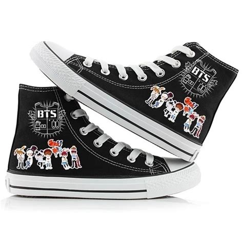 Kpop Unisex Bts Bangtan Meninos Sapatos De Lona De Alta Tênis Sapatos