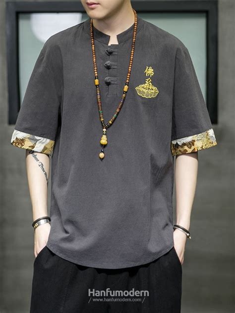 Mens Casual Summer Shirts Embroidery T-shirt - Hanfumodern