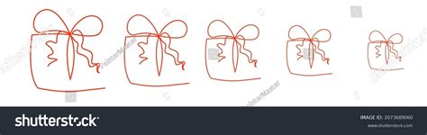 Set Continuous Line Drawing Christmas Present Stock Vector (Royalty ...