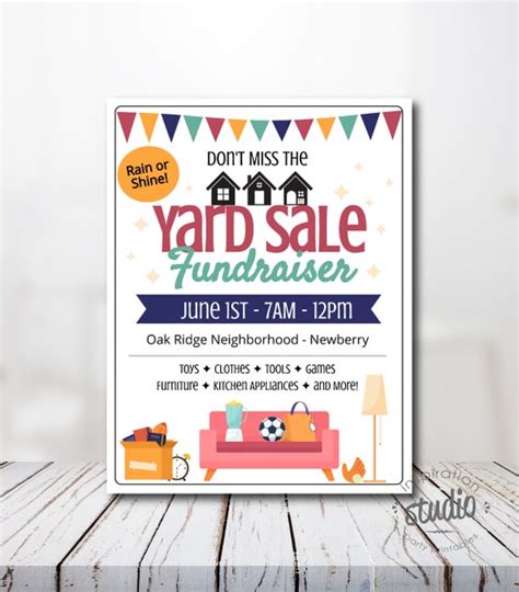 Editable Yard Sale Fundraiser Flyer Template Garage Sale Flyer