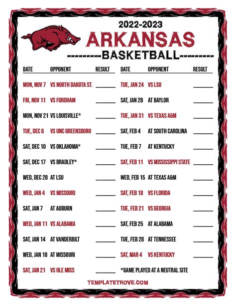 Arkansas Basketball Schedule 2024-2024 - Shel Yolane