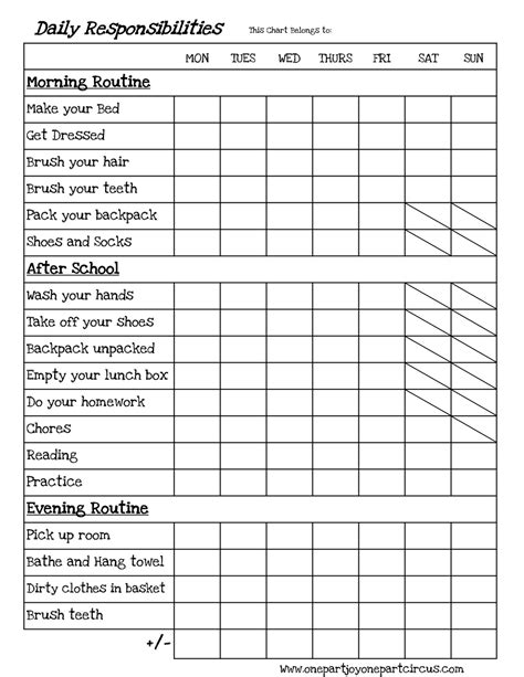 Adhd Routine Charts - Chore & Routines Printable