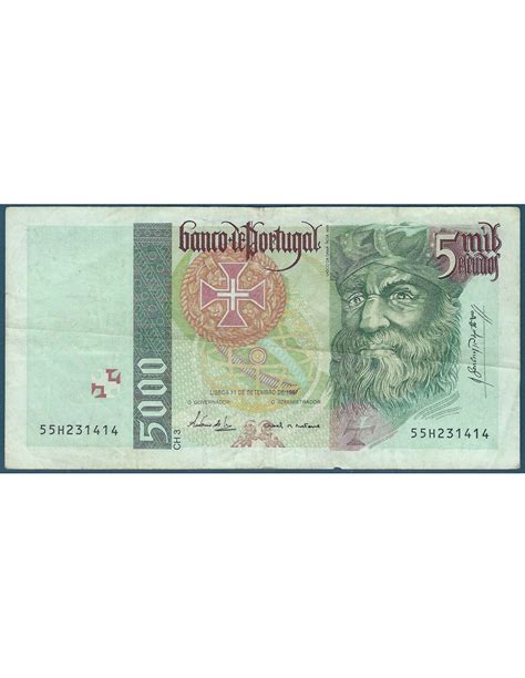 PORTUGAL 5 000 ESCUDOS 1997 Billet de banque Qualité TTB