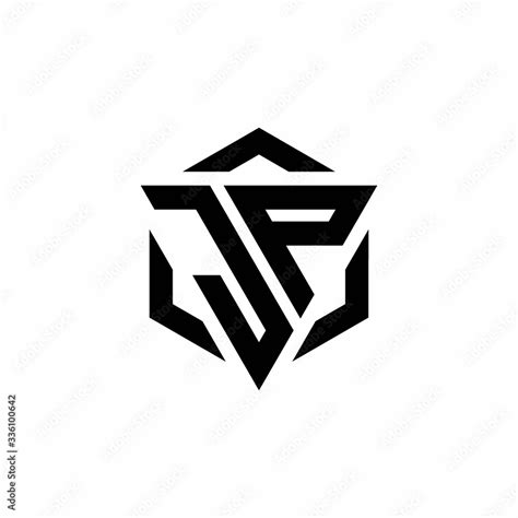 Jp Logo Monogram With Triangle And Hexagon Modern Design Template Stock