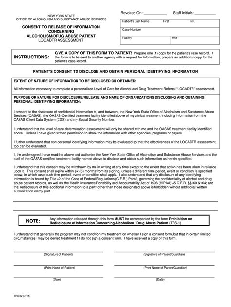 Fillable Online Oasas Ny GIVE A COPY OF THIS FORM TO PATIENT