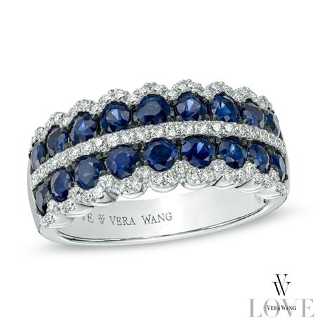 Vera Wang LOVE Collection Blue Sapphire And 1 3 CT T W Diamond Double