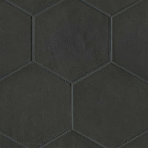 Bedrosians Allora - Solid Black Matte Hexagon Floor & Wall Tile