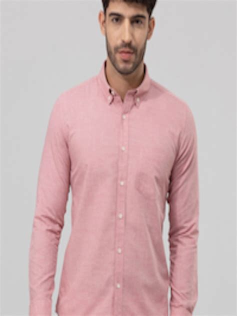 Buy Snitch Pink Classic Slim Fit Opaque Linen Casual Shirt Shirts For