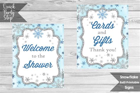 6 Snowflake Baby Shower Signs Winter Party Signs Welcome To The