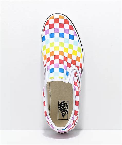 Vans Slip On Rainbow Checkerboard Skate Shoes Zumiez