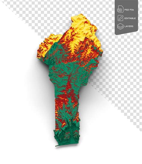 Mapa Do Benin As Cores Da Bandeira Verde E Vermelho Mapa De Relevo