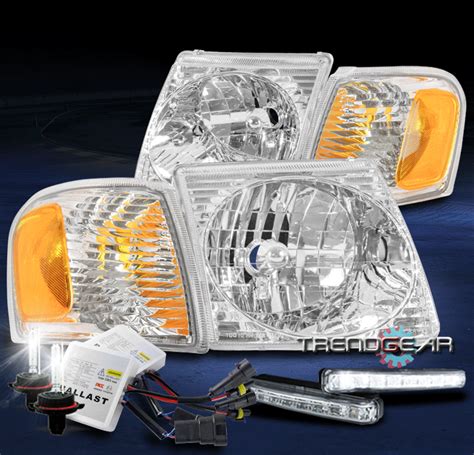 For Ford Explorer Sport Trac Chrome Headlights Lamps W Led