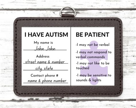 Autism Id Card Medical Card Autism Medical Card Child Etsy