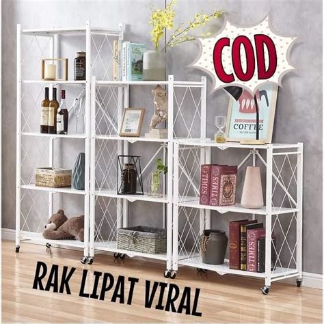 Clear Stock Foldable Heavy Duty Rack Rak Lipat Viral Furniture Home