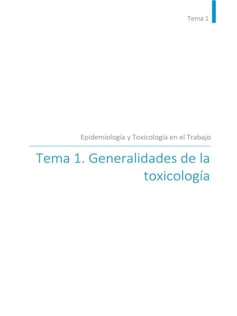 Tema 1 Generalidades De La Toxicología Pdf Toxicidad Toxicología