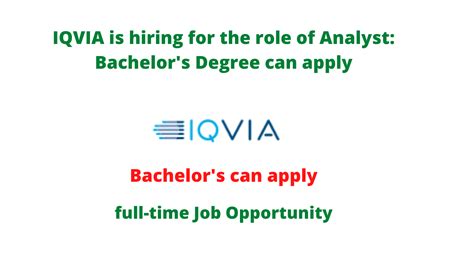 Iqvia Is Hiring For The Role Of Analyst Bachelor S Degree Can Apply