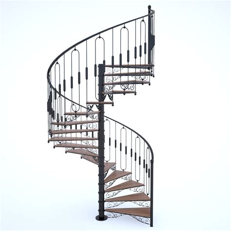 Aluminum Spiral Staircase Free 3D Model Obj Dae Blend Fbx Mtl