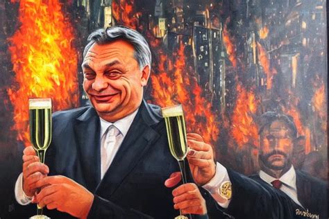 viktor orban drinking champagne and cheering in front | Stable ...