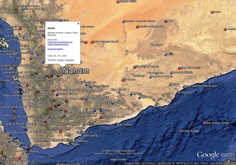 Nahom as rendered by Google Earth (Naham, Nihm Tribal Area, Sanaa ...