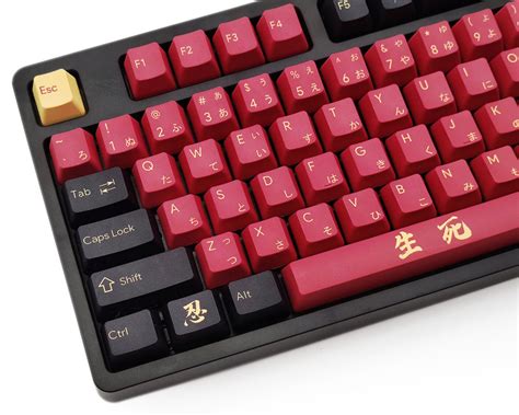 Red Black Keycaps Samurai Keycap Pbt 117 Keys Dye Sub Oem Etsy