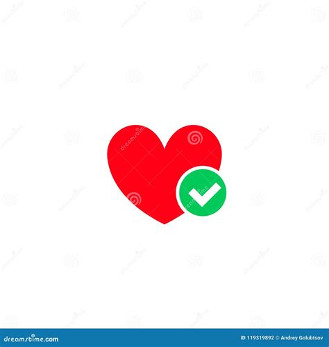 Heart And Green Tick Checkmark Vector Icon Stock Vector Illustration