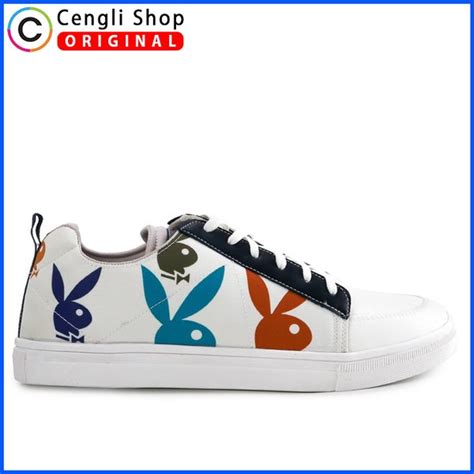 Jual Sepatu Playboy Original Sneakers Kets Pria Terbaru Putih Almors Di