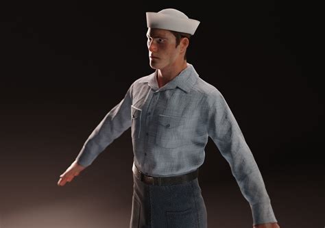 3d Model Ww2 Us Navy Uniforms Vr Ar Low Poly Cgtrader