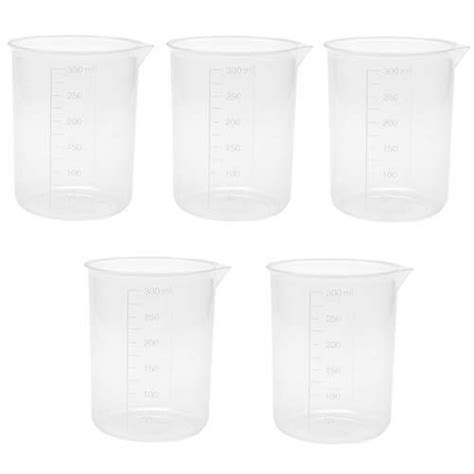 5pcs 250ml300ml Lab Graduated Beakers Transparent Plastic Measuring