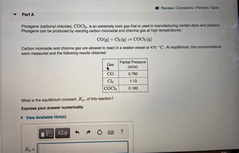 Solved Review Constants Periodic Table Part A Phosgene Chegg