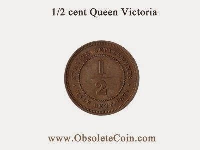 Straits Settlements Queen Victoria 1/2 cent coins value - Obsolete coin