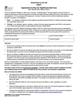 Agreement To Pay For Healthcare Services Form Dshs AirSlate SignNow